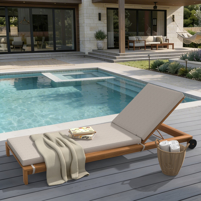 Sunbrella® Outdoor Chaise Cushion, Sunbrella® Cast Silver, 26" W x 80" D