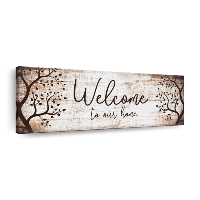 «Welcome To Our Home Typographie I», reproduction sur toile, H 12 po x l 36 po x P 1,25 po