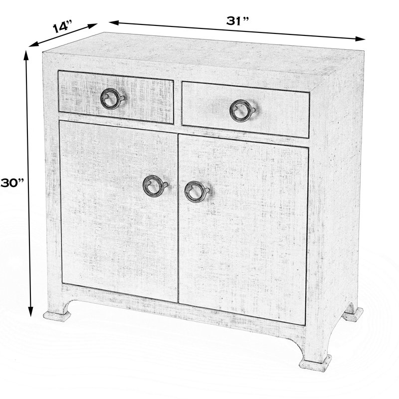 Butler Chatham Navy Raffia 2-Drawer Cabinet, Charcoal