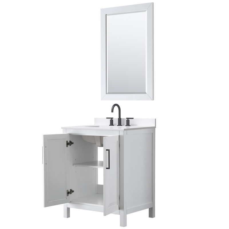 Daria 30'' W Vanity, Matte Black, White, White Quartz