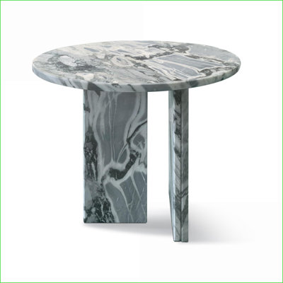 Ensemble de tables basses en marbre naturel gris et bleu (2 pièces) pour le salon, les espaces superposés Pierre unique