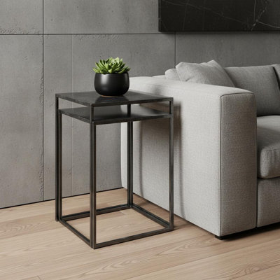 Set of Two Black Iron Nested Tables