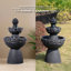 Fontaine à piédestal 36,5 po à 3 niveaux avec pompe intégrée, aspect pierre résistante aux intempéries pour jardin ou patio-389294058