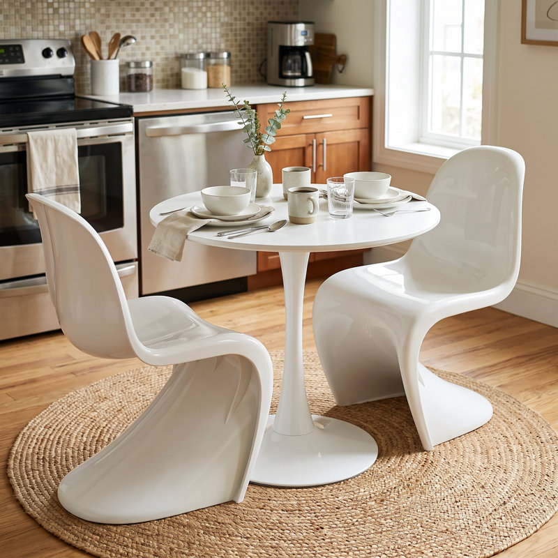 Table de salle à manger ronde moderne de 61 cm (24 po) de forme tulipe avec pied central, H 28,74 po x P 24 po x l 24 po