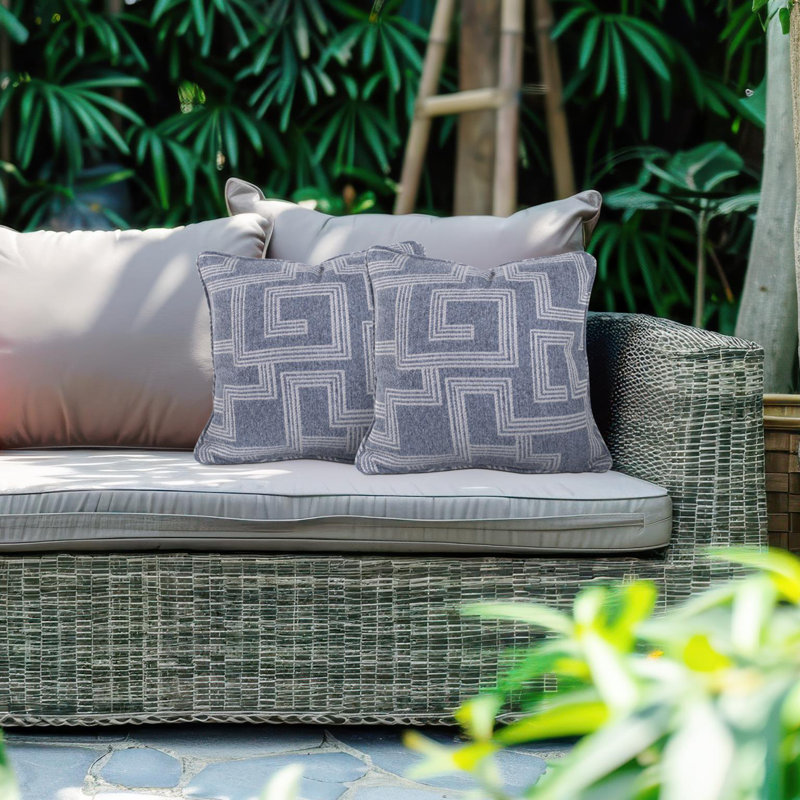 Indoor/Outdoor Pillow Syros Fog, 24"H x 24"W, Gray Striped, Square