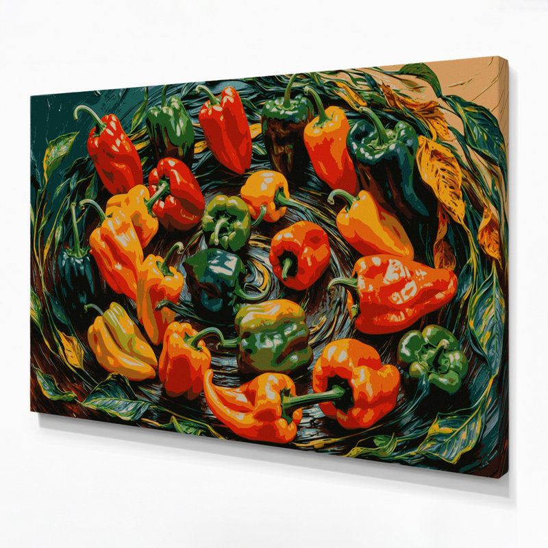 Légumes, poivre et art mural brun sur toile Habanero, H 11 po x l 14 po
