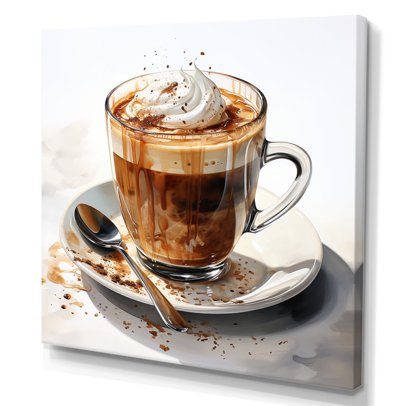 «Brown Watercolor Espresso II», art mural café, H 36 po x l 36 po x P 1,5 po