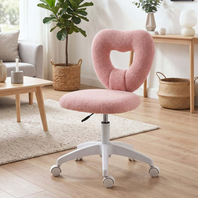 Mignon fauteuil de bureau sans accoudoirs, fauteuil de travail réglable en hauteur pour ordinateur, fauteuil de coiffeuse en molleton avec roues pivotantes