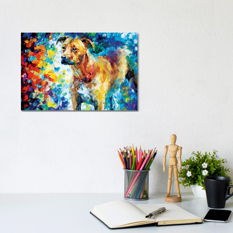 Dog III by Leonid Afremov - Painting on Canvas, Wrapped Canvas, 20.32 cm H x 30.48 cm W