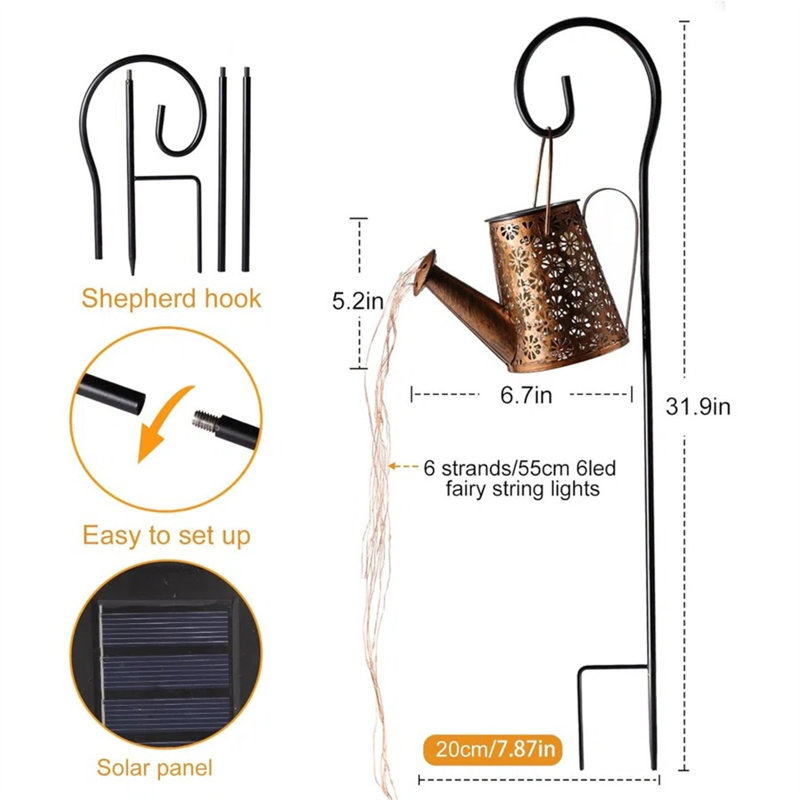 Lampe solaire pour jardin avec bouilloire