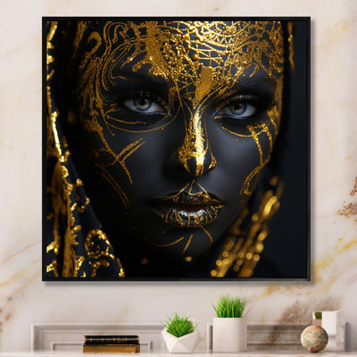 Greccieuse déesse afro-américaine dorée - mode femme, impressions encadrées