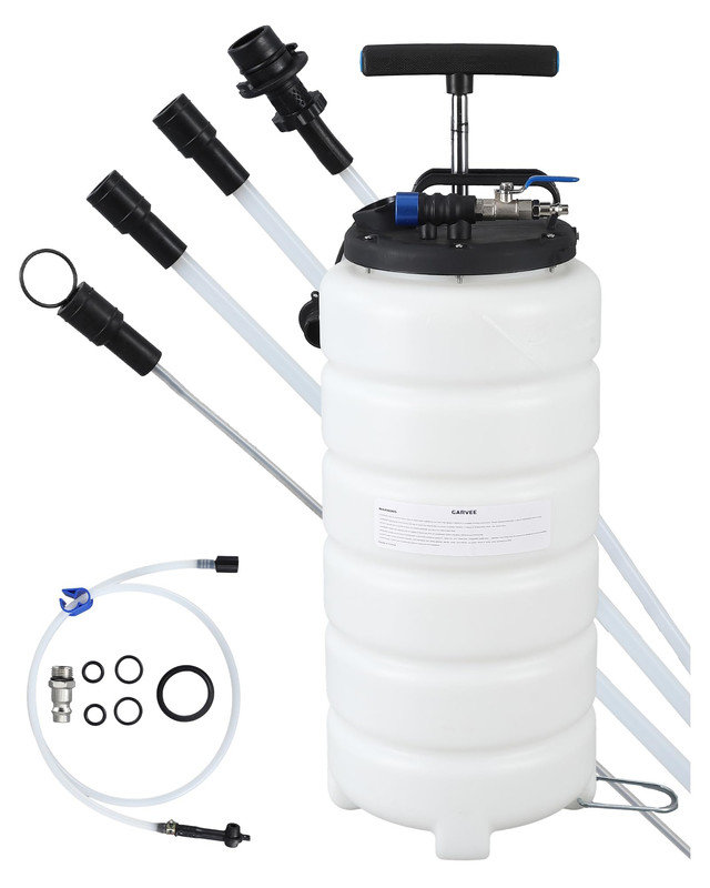 Pompe d'extraction d'huile manuelle et pneumatique 15L - Nécessaire d'évacuation de fluide pour moteurs, transmissions et plus