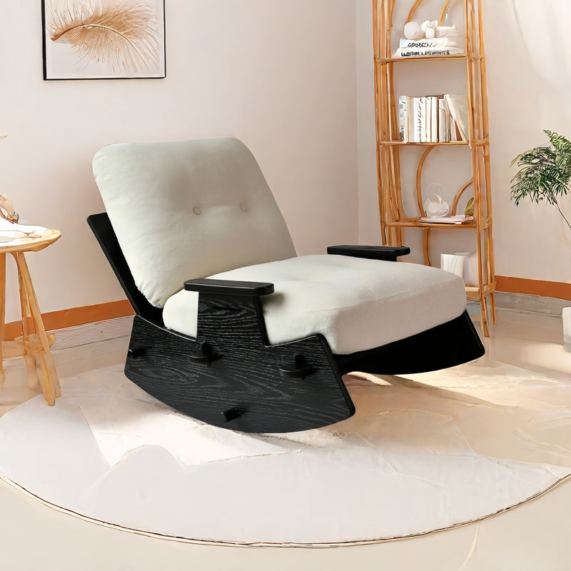 Chaise berçante moderne en bois massif rembourré