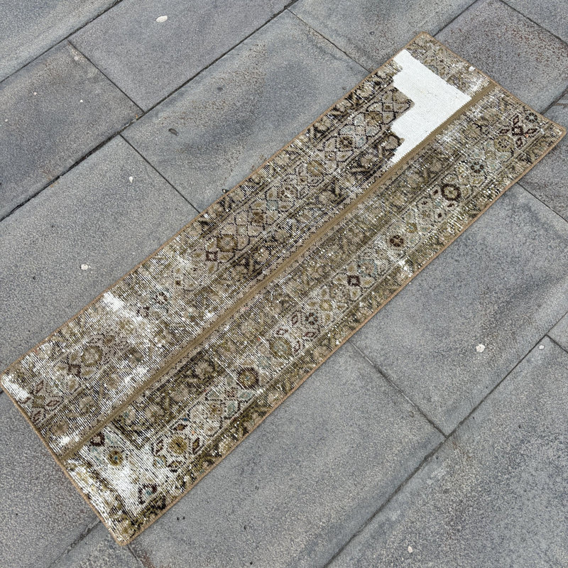 Tapis de couloir turc rétro tissé à la main avec des motifs complexes dans des tons de terre riches