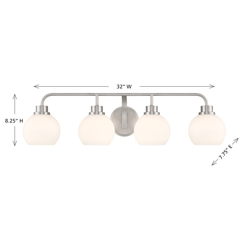 Esme 4-Light Bathroom Vanity Light in Brushed Nickel, Brushed Nickel