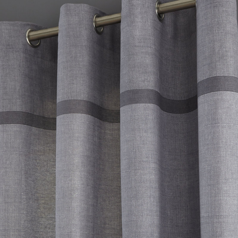 Eyelet Curtains, 168 W x 137 D cm, Grey