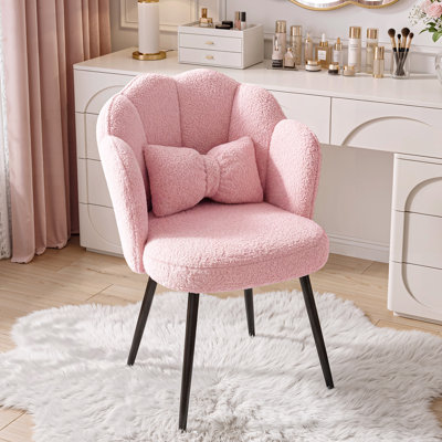 Fauteuil d'appoint en peluche avec dossier à pétales - Fauteuil de maquillage pour la chambre à coucher et le salon