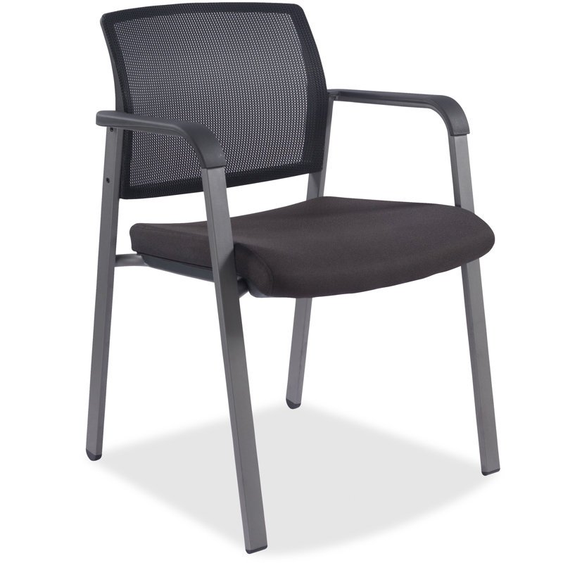 Black Mesh and Fabric Stackable Guest Chair