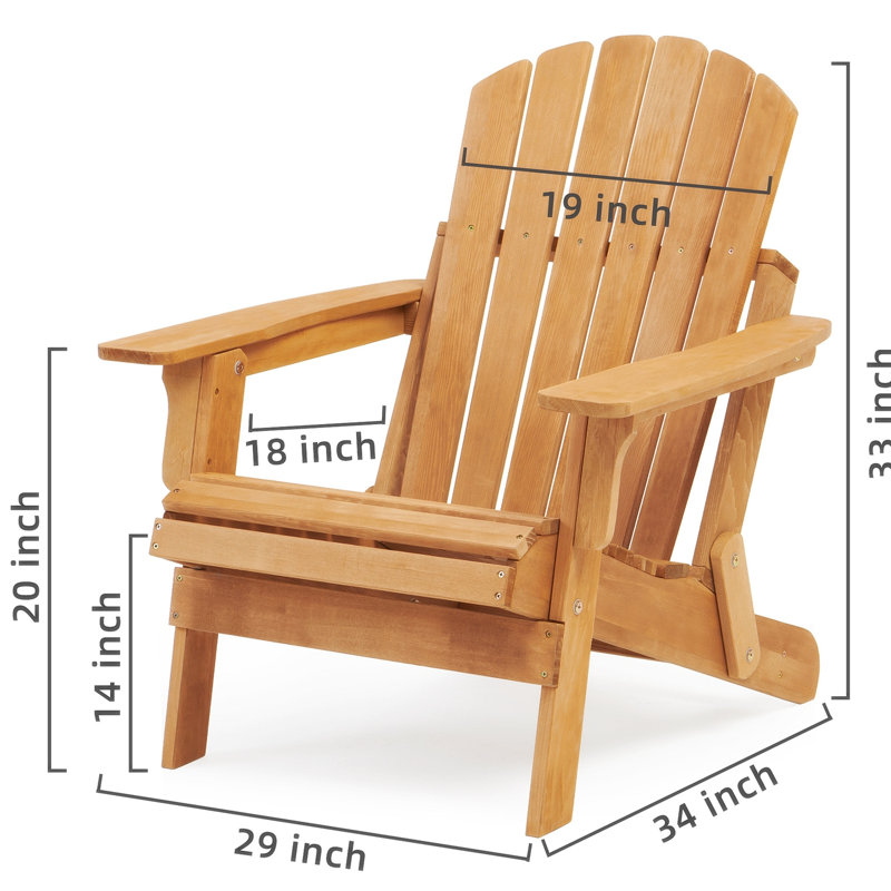 Chaise Adirondack pliante surdimensionnée en bois massif Anaum