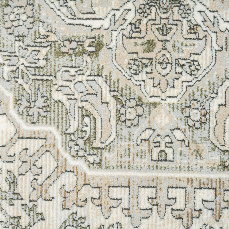 Abani Rugs Savoy SAV160A Green Beige Medallion Area Rug, 6' x 9'