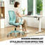 Chaise de bureau ergonomique monobloc en maille bleue avec soutien lombaire et roulettes silencieuses-805149779