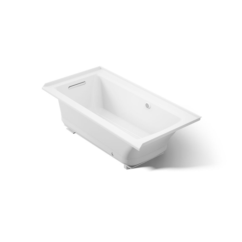 Archer 60" x 30" Alcove Air Acrylic Bathtub with Heater Included, White, Left