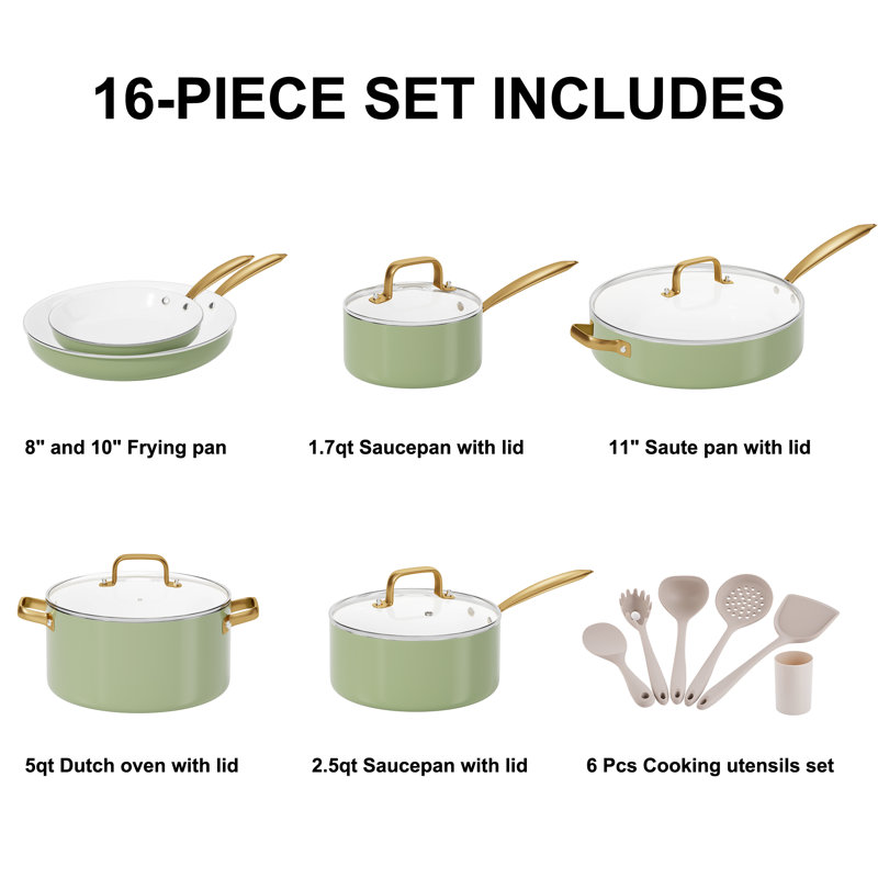 15 - Piece Non-Stick Ceramic Cookware Set