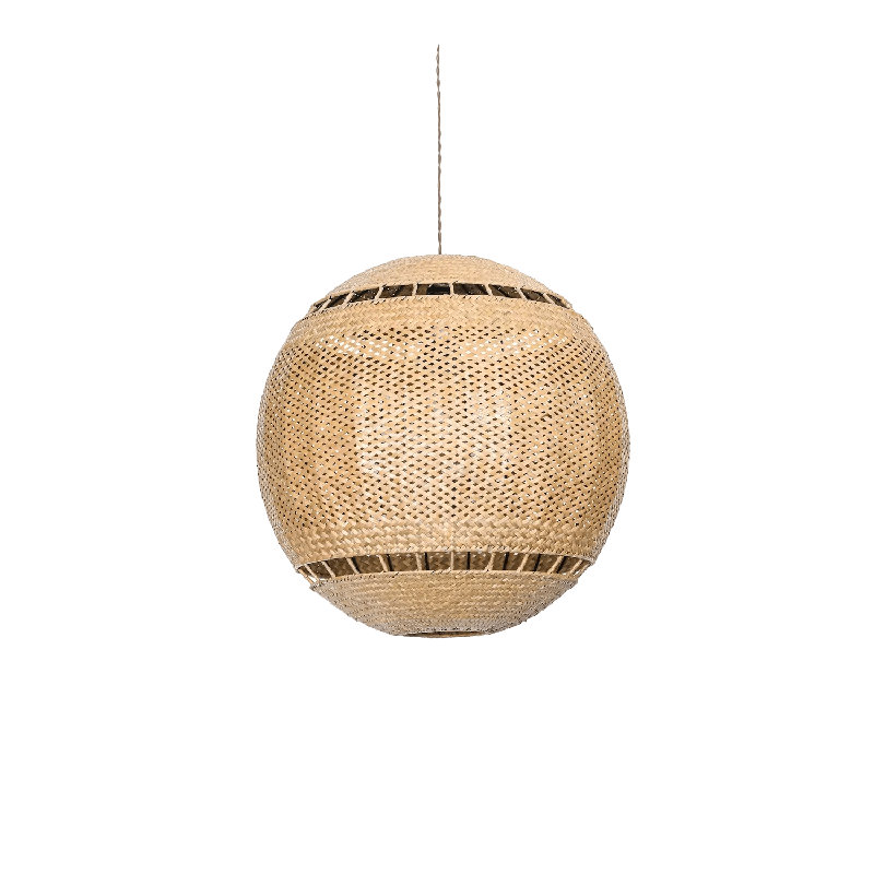 Luminaire suspendu en rotin naturel 19 po OTOole Orb, Naturel, Naturel