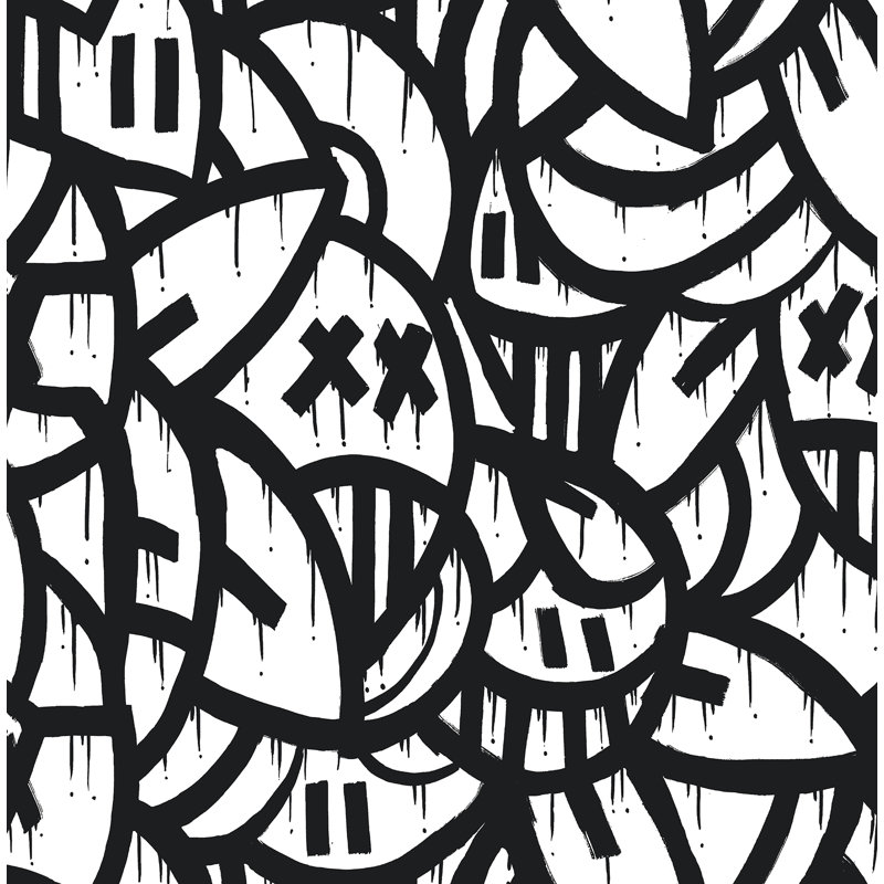 Papier peint crème avec arrangements audacieux, Noir