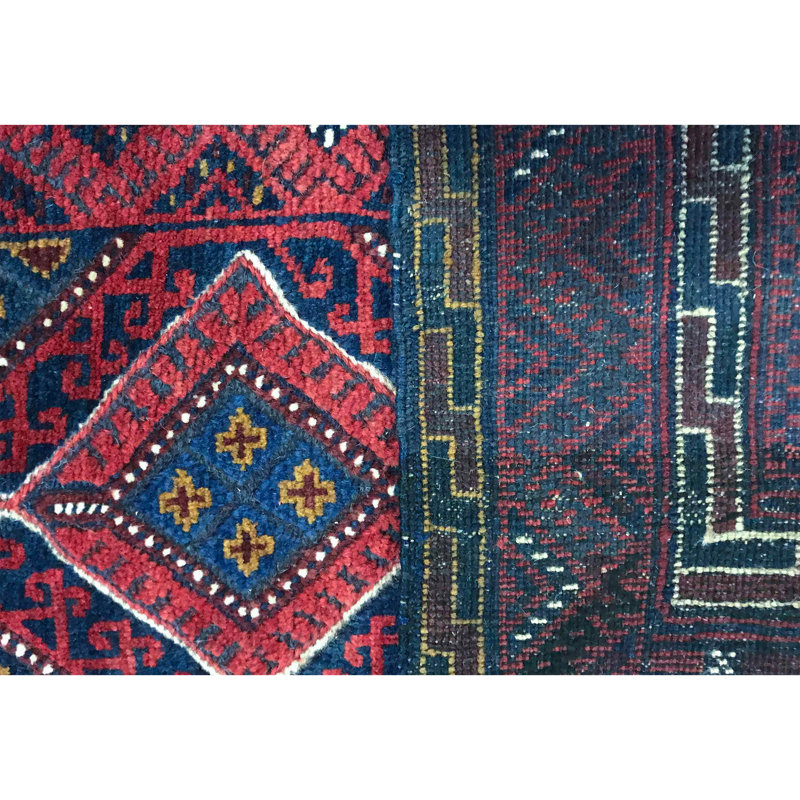 Hand-Knotted High-Quality Red and Purple Area Rug
