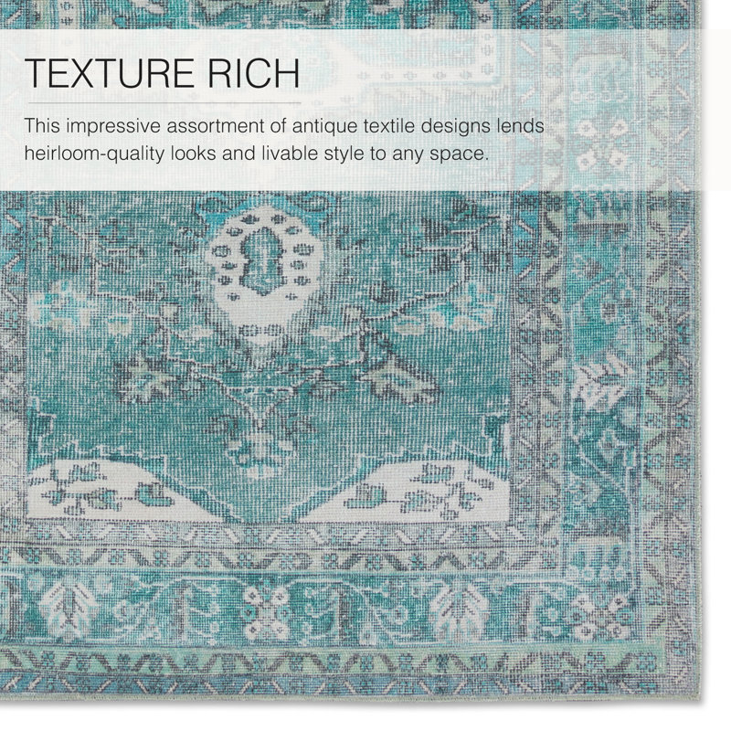 Blue Medallion Synthetic Rectangular 4' x 6' Area Rug