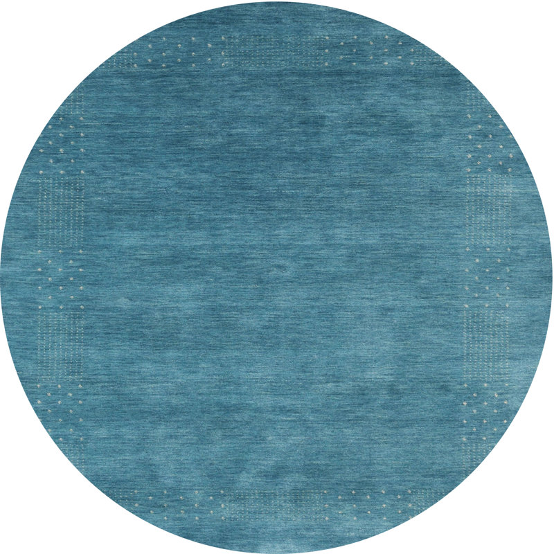 Tapis de zone bleu contemporain, Rond 3 pi