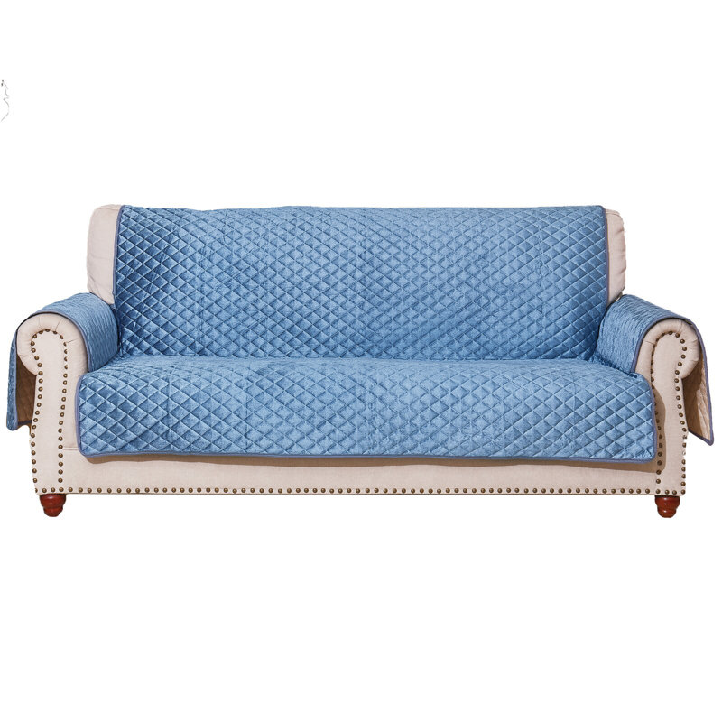 Housse antidérapante pour canapé (68/78 po), 100 % polyester bleu clair, H 75,5 po x l 124 po x P 68 po