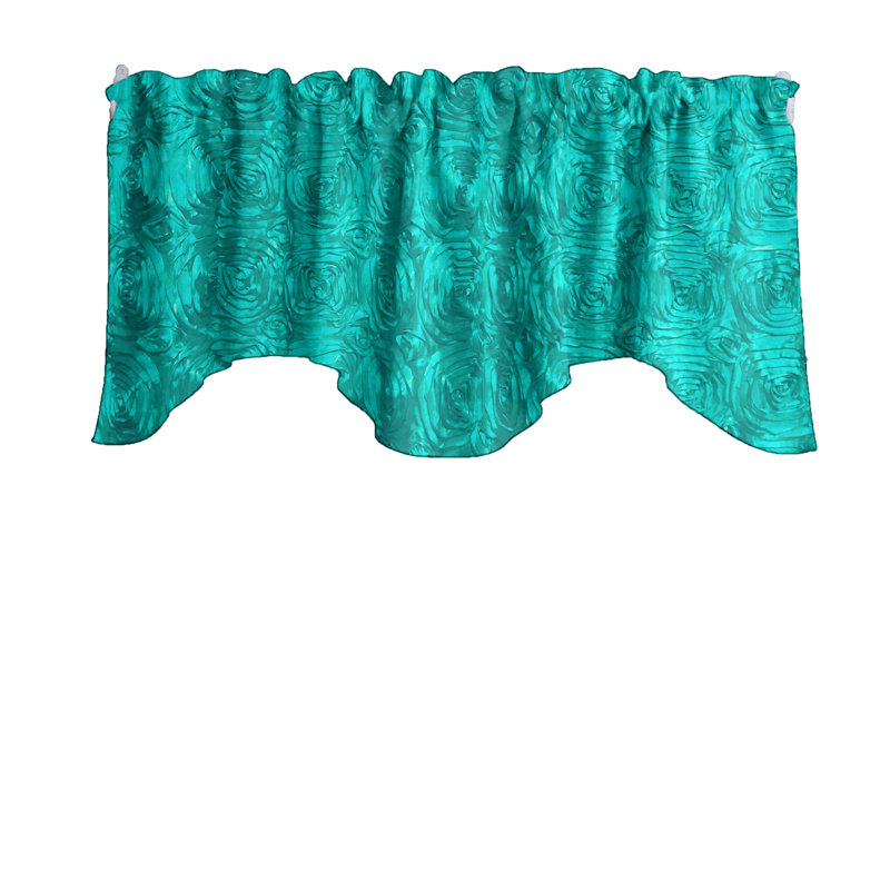 Cantonnière florale festonnée l 58 po, Turquoise