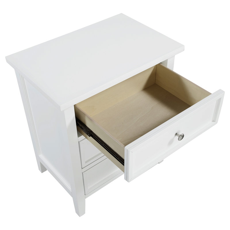 Table de chevet 3 tiroirs - Blanc, Blanc