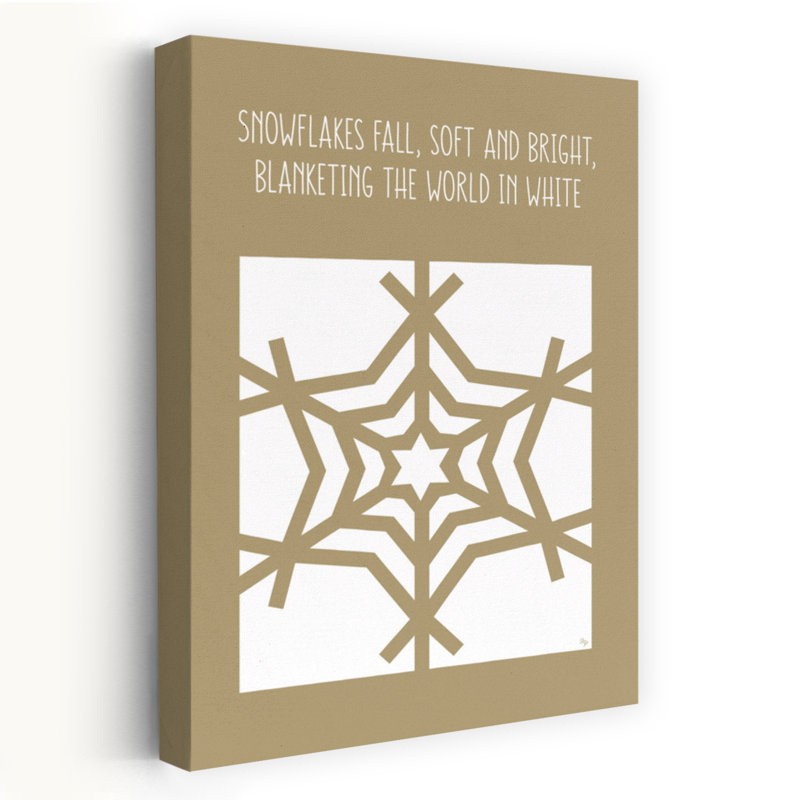 Winter Snowflake Quote Elegant Modern Serene Winter Landscape Wall Art Print by Martina - Wrapped Canvas Print