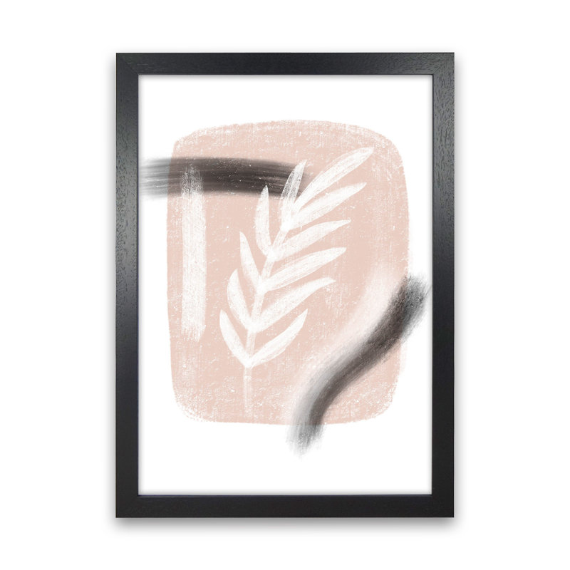 Dalia Chalk White Leaf 1 Piece Wall Art, 59.4cm H x 42cm W x 3cm D, Black Framed