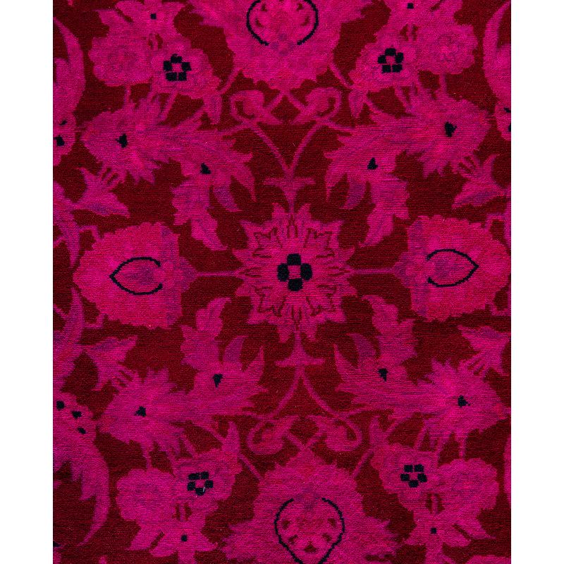 Overdyed Hand-Knotted Wool Modern-Contemporary Pink Area Rug 9' 2" x 12' 3"