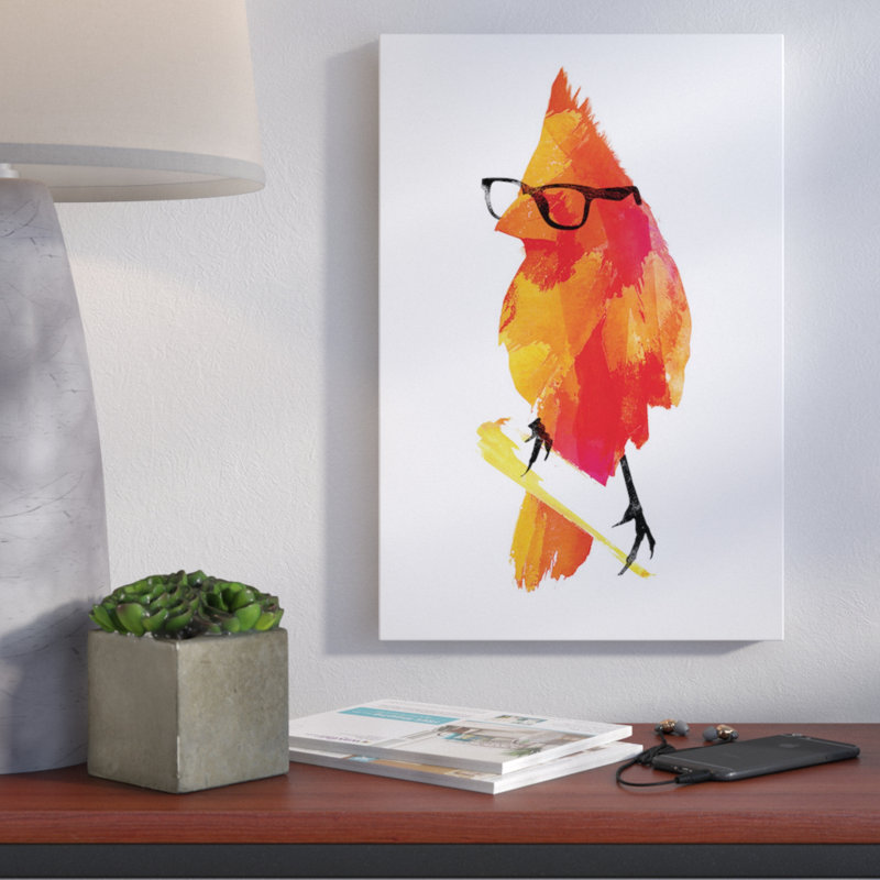 « Punk Bird », impression sur toile tendue, Toile avec cadre noir, Pas de tapis, H 48 po x l 32 po x P 1,5 po