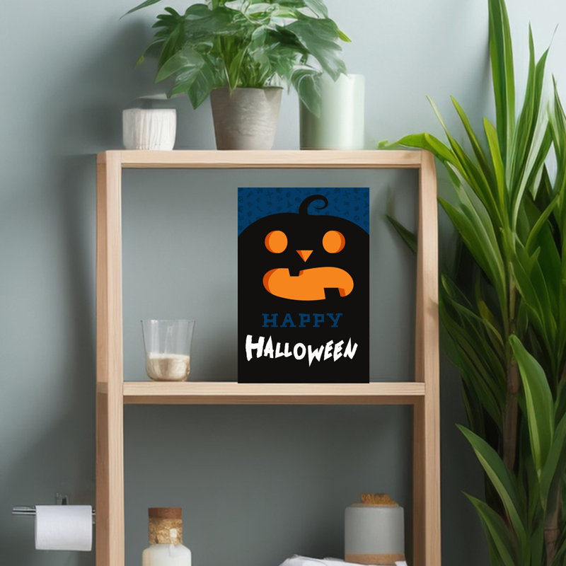Affiche murale contemporaine citrouille d'Halloween, H 18 po x l 12 po