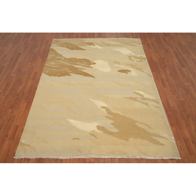 Tapis népalais moderne 6 x 8 avec des motifs subtils pour des intérieurs minimalistes
