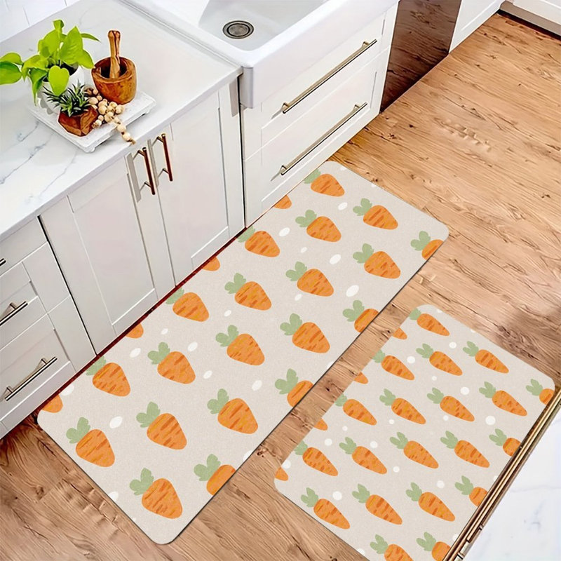 Carrot Pattern, Kitchen Mats Set of 2