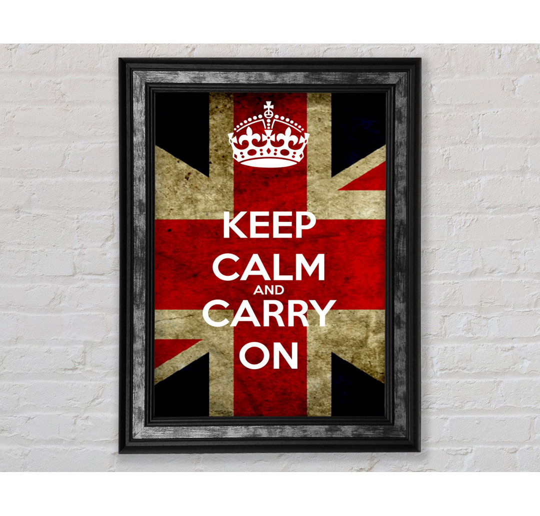 Kerio Keep Calm And Carry On Flag Framed Print Wall Art