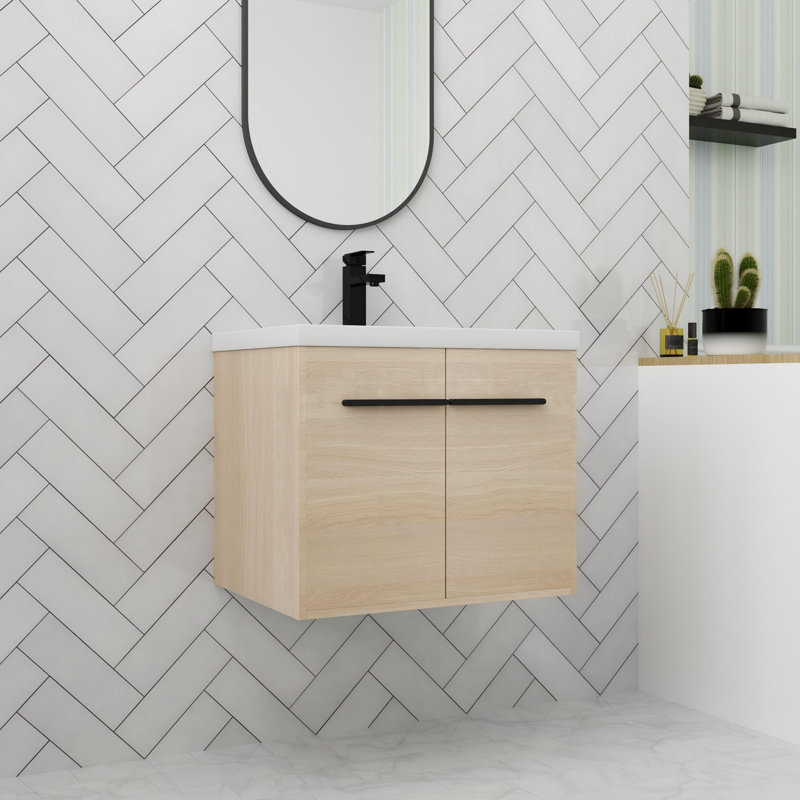 Meuble-lavabo de salle de bain flottant 24 po avec 2 portes à fermeture douce, 23"