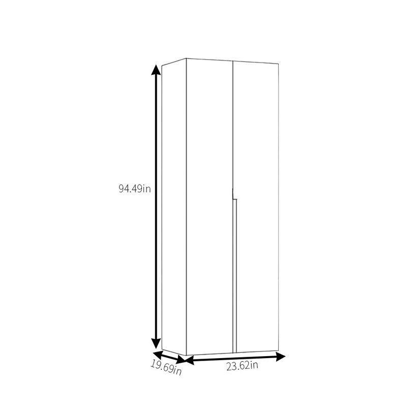 Armoire simple en noyer moderne, H 94,49 po x l 23,62 po x P 19,69 po