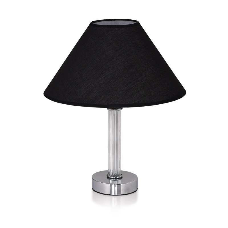 Lampe de table en métal, Argenté / Transparent, Noir