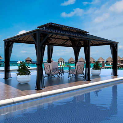 12×20 FT Hardtop Double-Roofed Aluminum Patio Gazebo