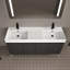 Meuble-lavabo autoportant 60 po avec double lavabo en résine, armoire de rangement avec portes à fermeture douce (ensemble KD)