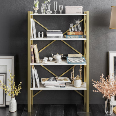 147.32cm H x 88.9cm W Metal Etagere Bookcase