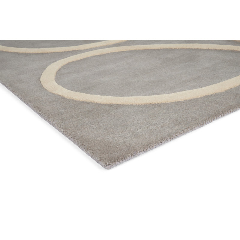 Wool Geometric Area Rug in Beige/Gray, Rectangle 3'11" x 5'11"